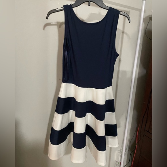 Blue Dress with Striped Bottom - Picture 3 of 3